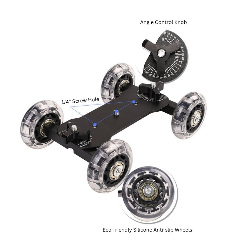 Dolly - 1 Camera Slider – Smooth Motion, Adjustable & Portable - ROODTUO