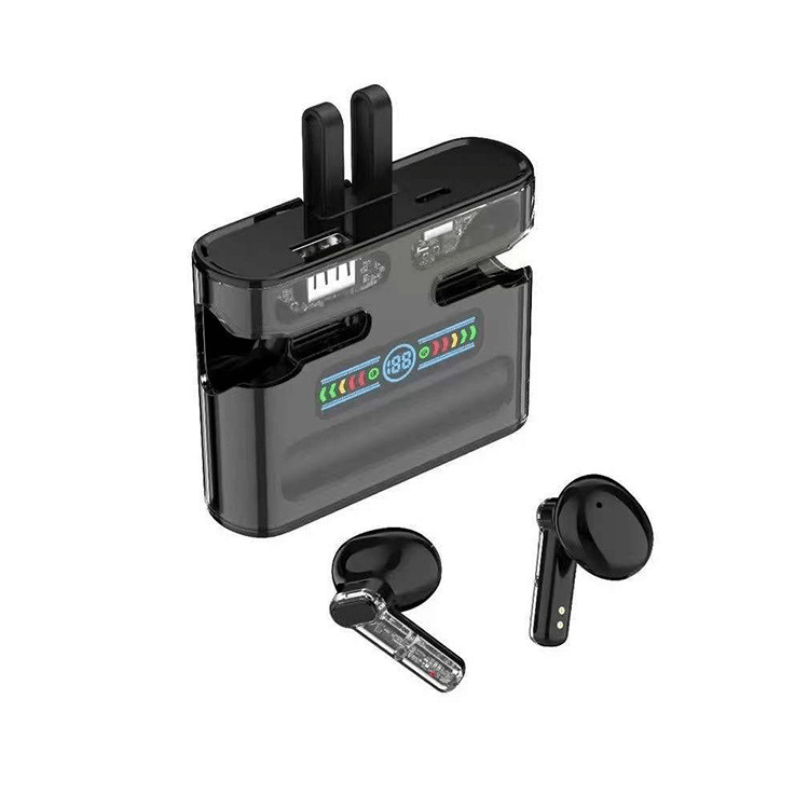 ERP - T Semi - Transparent Wireless Bluetooth Earbuds – Digital Display, Emergency Power Bank - ROODTUO