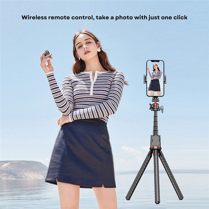 Magic - Pro Flexible Octopus Telescopic Pole Tripod with Cell Phone Clip Selfie Stick - ROODTUO