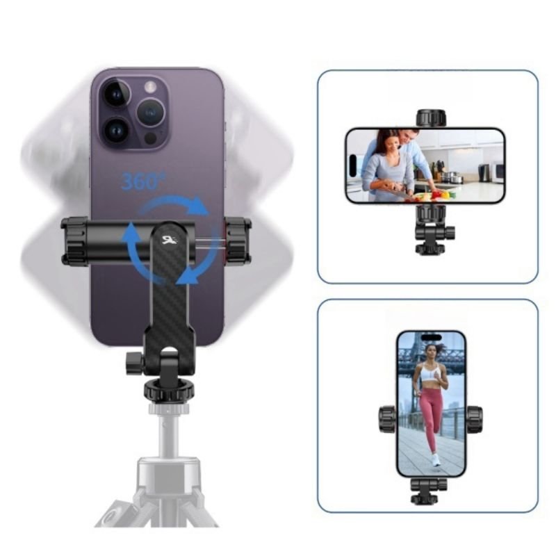 PCJ - S Versatile Dual Cold Shoe Rotating Phone Clip for Professional Content Creation - ROODTUO