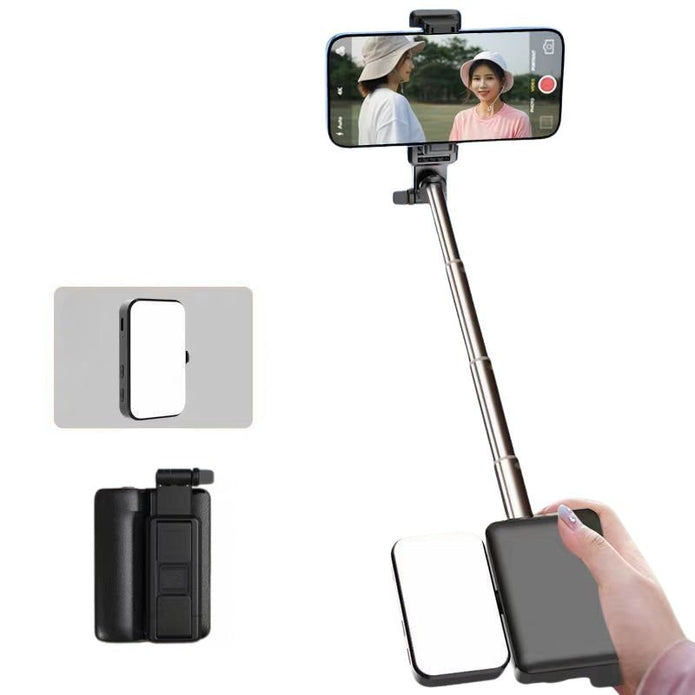 PH - E6 Mini 3 - in - 1 Bluetooth Phone Grip – Ergonomic Selfie Stick, Tripod & Camera - Style Assist with Detachable Fill Light - ROODTUO