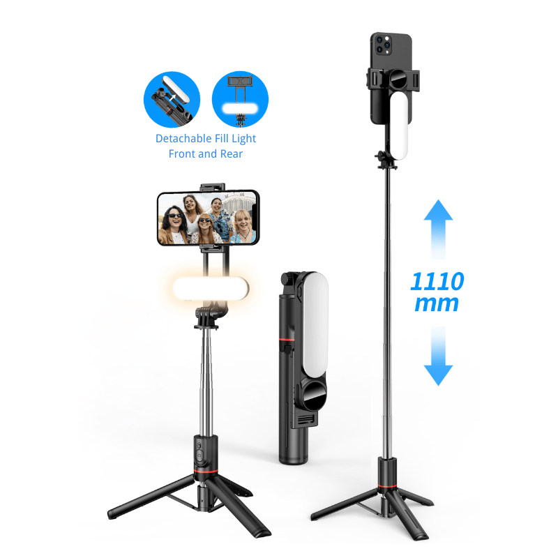 S02 - Plus Versatile Umbrella - style Selfie Stick with Detachable Fill Lights - ROODTUO