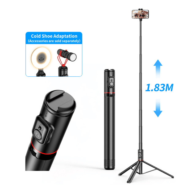 SDT - MAX 1.83m All - in - One Hidden Design Multifunctional Stable Selfie Stick Tripod - ROODTUO