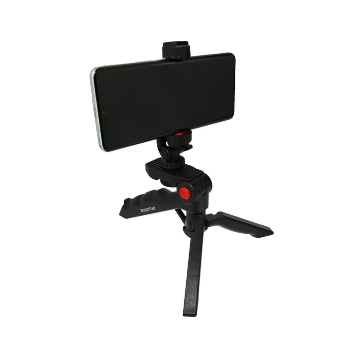 T10F+PCJ - S Beauty Leg Tripod & Dual Cold Shoe 360° Rotating Phone Holder Combo - ROODTUO