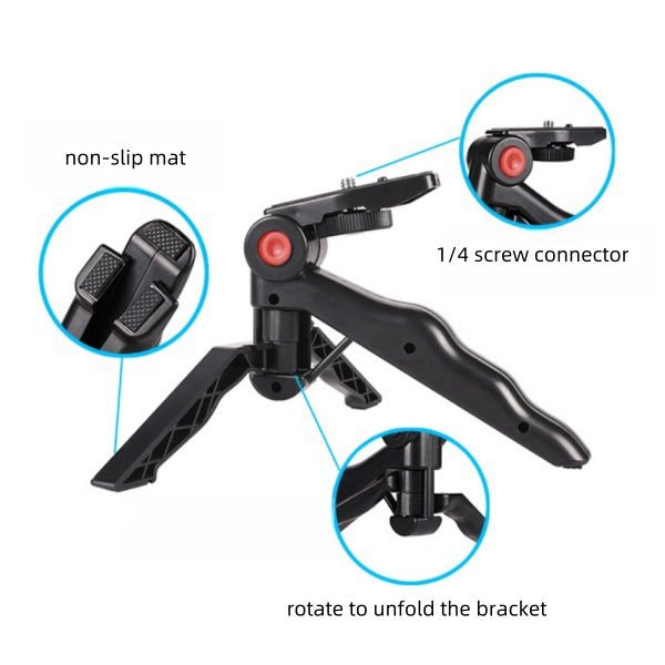 T10F+PCJ - S Beauty Leg Tripod & Dual Cold Shoe 360° Rotating Phone Holder Combo - Unlock Professional Mobile Photography - ROODTUO