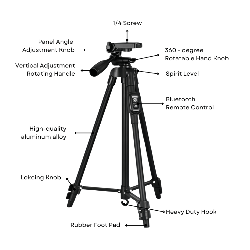 T125 Lightweight and Adjustable Mobile Phone Tripod - ROODTUO