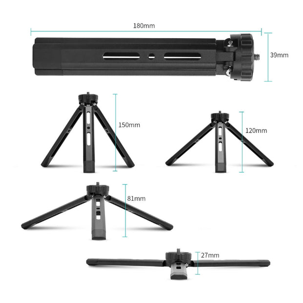 T15F Adjustable Desktop Tripod, 4 Levels, 1/4" Screw Mount - ROODTUO