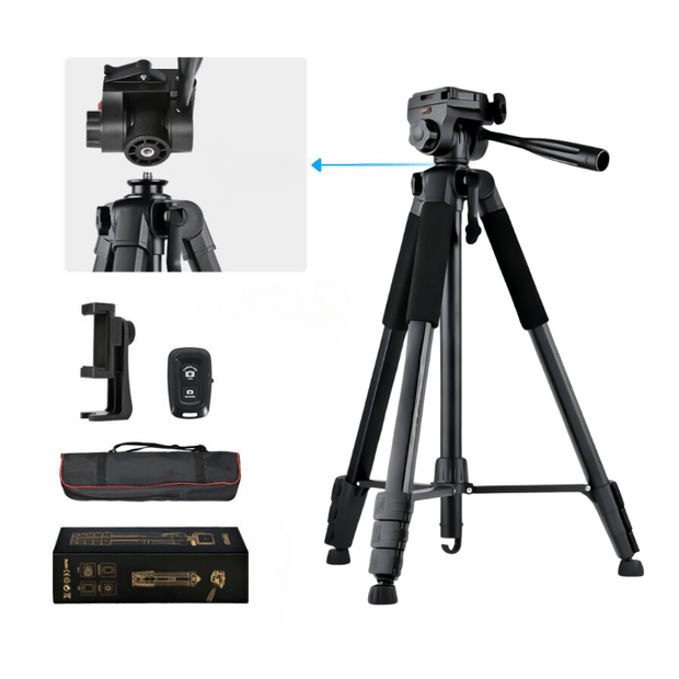 T200D Premium and Adjustable Phone Camera Tripod for Professional Photography - ROODTUO