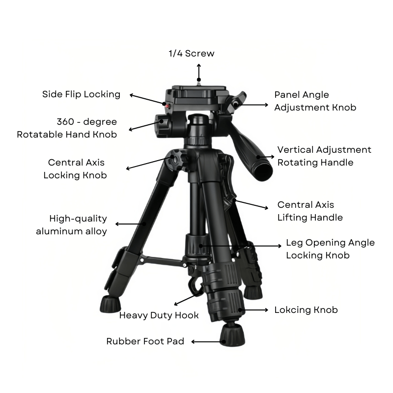 T60D Compact and Sturdy Phone Camera Tripod for Perfect Shots on the Go - ROODTUO