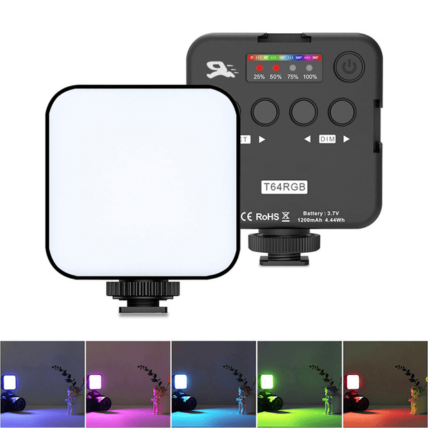 T64RGB Portable Full - color Fill Light Adjustable Brightness and Color Temperature - 3 Modes - ROODTUO