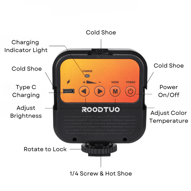 WL62 Mini Portable Pocket Light - Mobile Phone Fill Light with 3 Color Temperatures & Adjustable 3000k - 6000k - ROODTUO